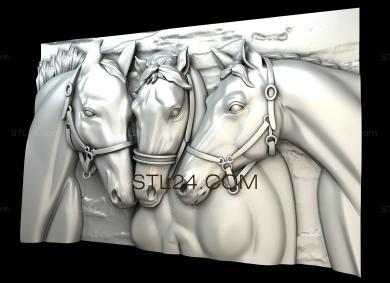 Art panel (Horses in harness, PD_0264) 3D models for cnc