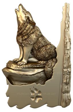 Art panel (Howling wolf, PD_0271) 3D models for cnc