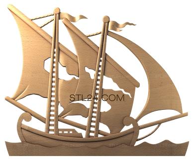 Art panel (Boat under sail, PD_0274) 3D models for cnc