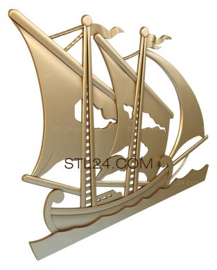 Art panel (Boat under sail, PD_0274) 3D models for cnc