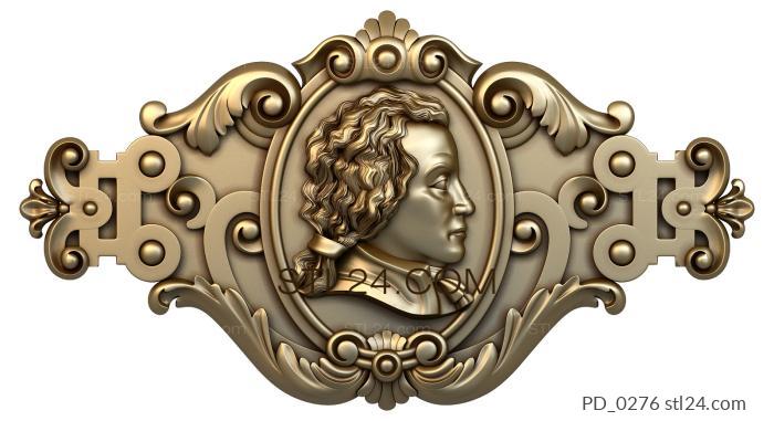 Art panel (Medallion with a male profile, PD_0276) 3D models for cnc