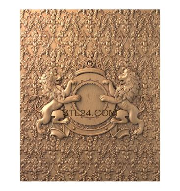 Art panel (Lions on the coat of arms, PD_0284) 3D models for cnc