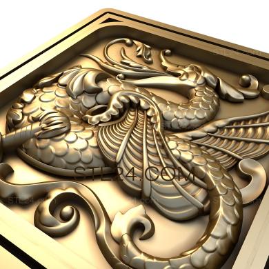 Art panel (Stove tile dragon, PD_0285) 3D models for cnc