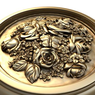 Art panel (Roses in a round locket, PD_0303) 3D models for cnc
