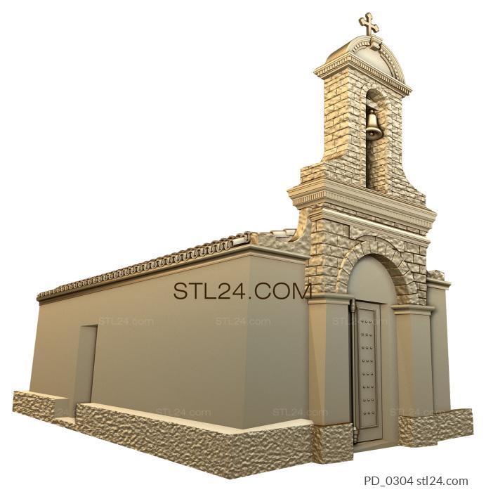Панно (Небольшая церковь, PD_0304) 3D модель для ЧПУ станка