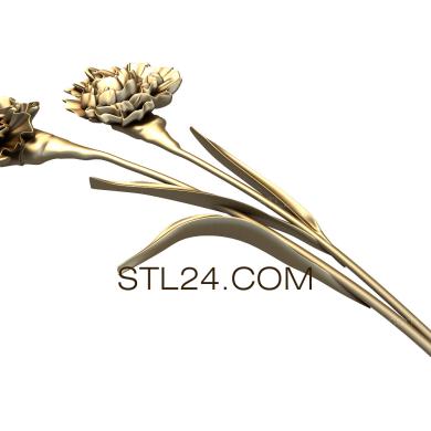 Art panel ( panel two carnations, PD_0334) 3D models for cnc