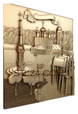 Art panel (Temple and chapel, PD_0366) 3D models for cnc