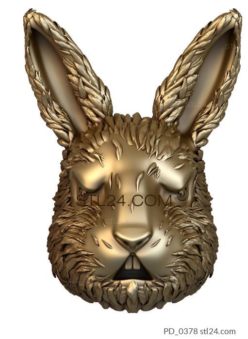 Панно (Голова зайца, PD_0378) 3D модель для ЧПУ станка