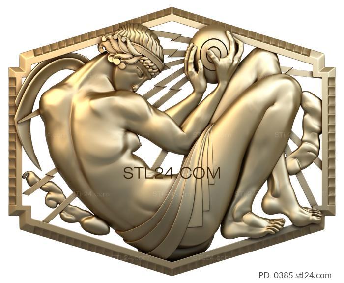 Art panel (Greek athlete, PD_0385) 3D models for cnc