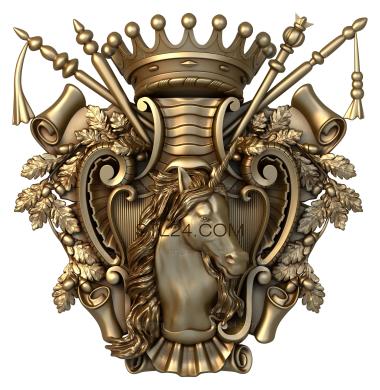 Панно (Герб с лошадью и короной, PD_0386) 3D модель для ЧПУ станка