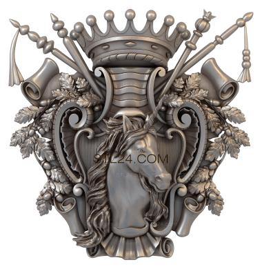 Панно (Герб с лошадью и короной, PD_0386) 3D модель для ЧПУ станка