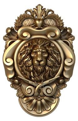 Art panel (Coat of arms with lion's head, PD_0387) 3D models for cnc