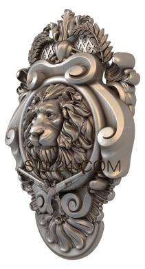 Art panel (Coat of arms with lion's head, PD_0387) 3D models for cnc