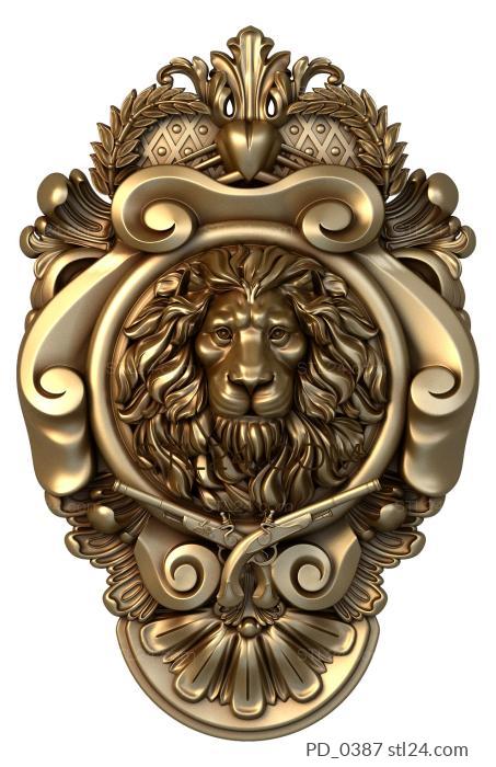 Панно (Герб с головой льва, PD_0387) 3D модель для ЧПУ станка