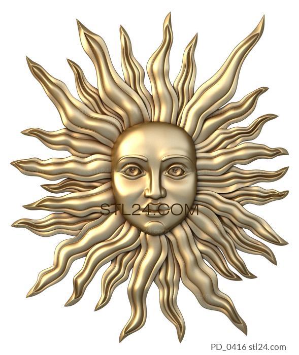Art panel (Sun with a face, PD_0416) 3D models for cnc