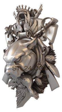 Панно (Герб с тигром и оружием, PD_0421) 3D модель для ЧПУ станка