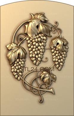 Art panel (Three clusters of grapes, PD_0430) 3D models for cnc