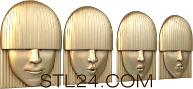 Art panel (Facial expressions, PD_0438) 3D models for cnc
