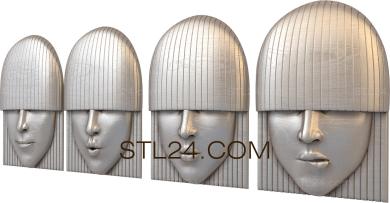 Art panel (Facial expressions, PD_0438) 3D models for cnc