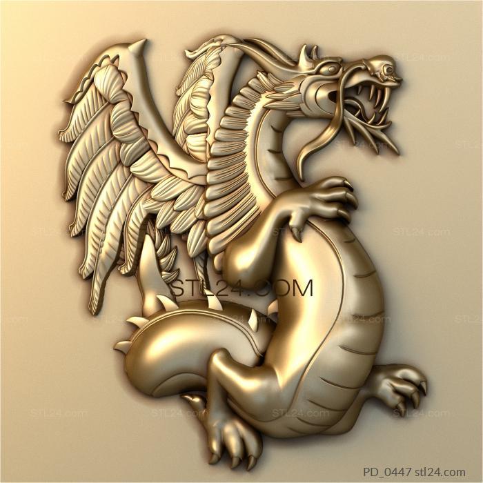 Панно (Пузатый дракон, PD_0447) 3D модель для ЧПУ станка