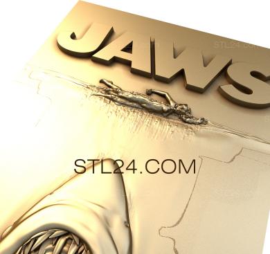 Art panel (Jaws movie, PD_0451) 3D models for cnc