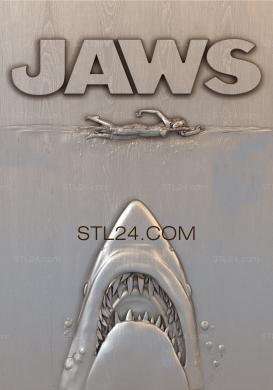 Art panel (Jaws movie, PD_0451) 3D models for cnc
