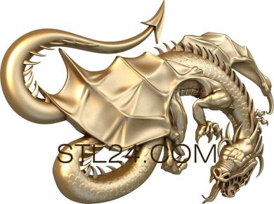 Панно (Летящий дракон, PD_0460) 3D модель для ЧПУ станка