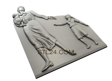 Art panel (Mother with children, PD_0467) 3D models for cnc