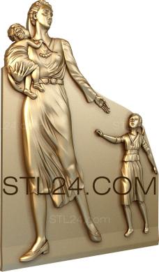 Art panel (Mother with children, PD_0467) 3D models for cnc