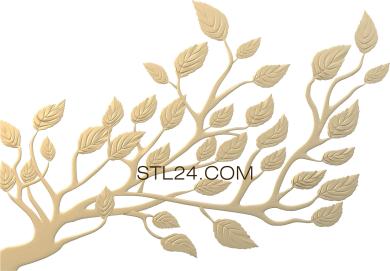 Art panel (Tree branch with leaves, PD_0471) 3D models for cnc
