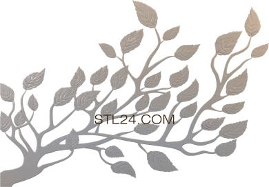 Панно (Ветка дерева с листьями, PD_0471) 3D модель для ЧПУ станка