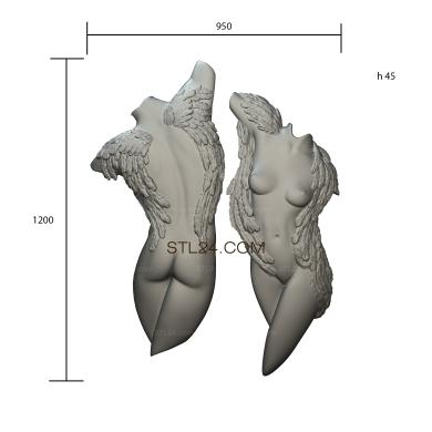Art panel (The angel woman, PD_0475) 3D models for cnc