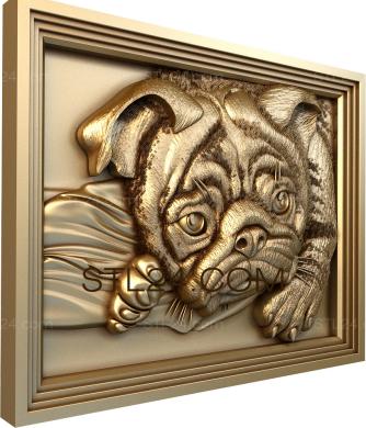 Art panel (Pug dog, PD_0478) 3D models for cnc