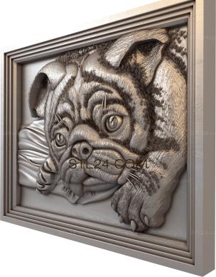 Art panel (Pug dog, PD_0478) 3D models for cnc