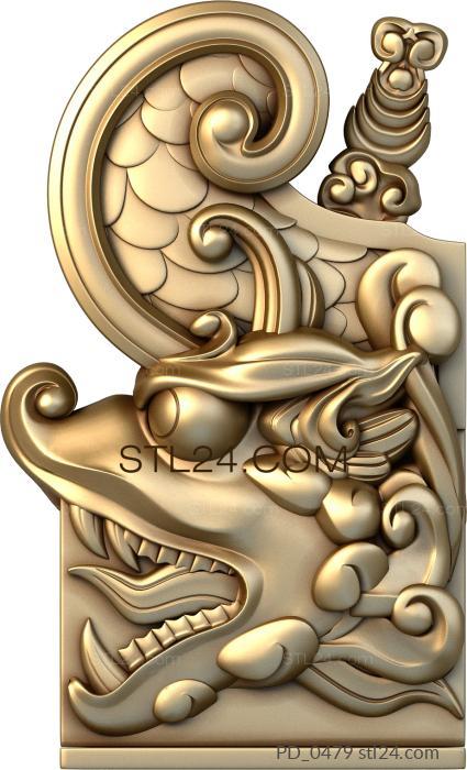 Art panel (Dragon head symmetry, PD_0479) 3D models for cnc