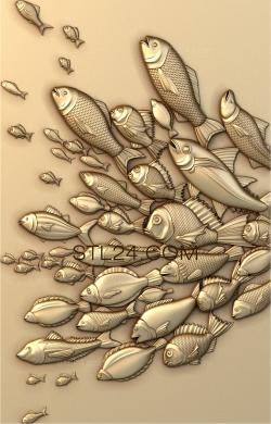 Art panel (School of fish, PD_0499) 3D models for cnc