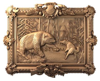 Art pano (Forest bear and dog, PH_0001) 3D models for cnc