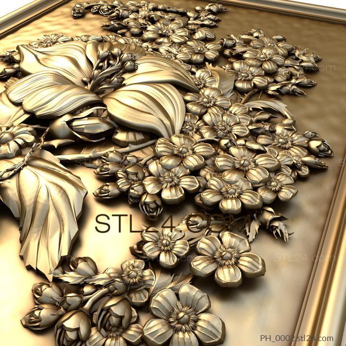 Панно художественные (Незабудки и лилии, PH_0002) 3D модель для ЧПУ станка