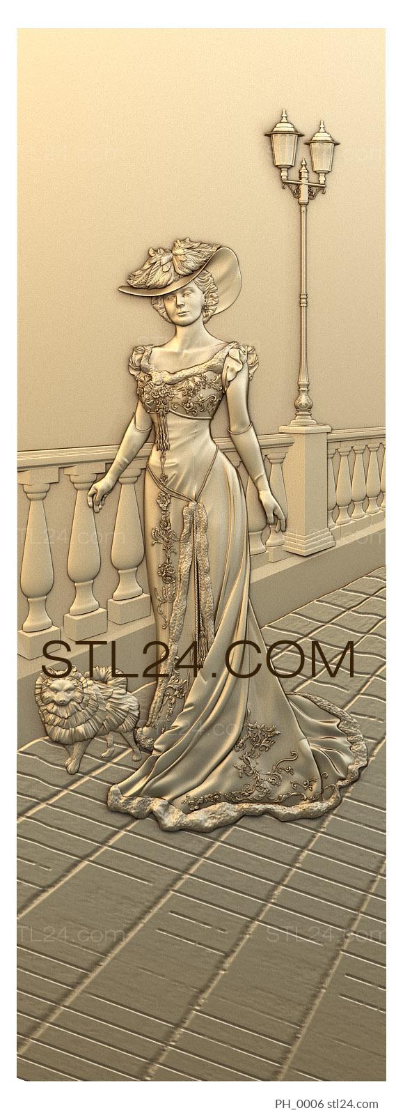 Art pano (Young lady on a walk, PH_0006) 3D models for cnc