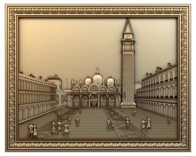 Панно художественные (Город с минаретом, PH_0008) 3D модель для ЧПУ станка