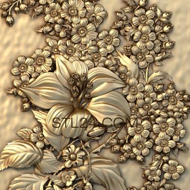 Art pano (Forget-me-nots and hibiscus, PH_0021) 3D models for cnc
