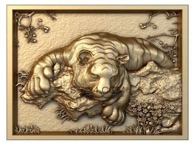Art pano (Tiger on the rock-2, PH_0023-2) 3D models for cnc
