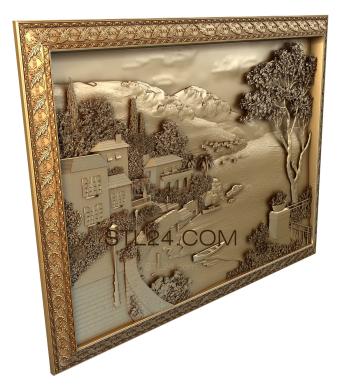 Art pano (Village in the mountains by the river, PH_0025) 3D models for cnc