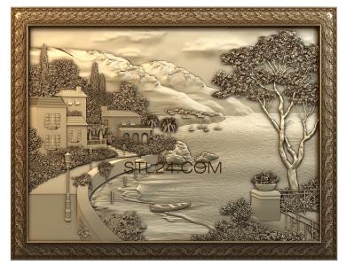 Art pano (Village in the mountains by the river, PH_0025) 3D models for cnc