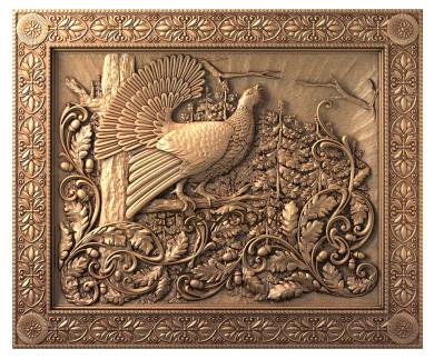 Art pano (Wood grouse in a carved frame, PH_0026) 3D models for cnc