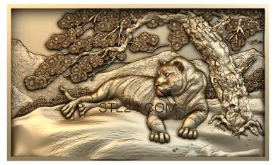 Art pano (Tiger under the tree, PH_0052) 3D models for cnc