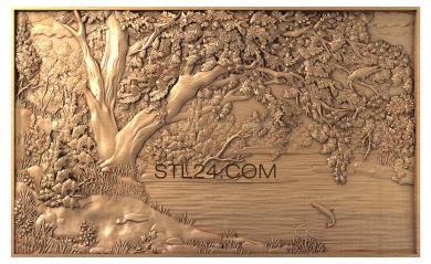 Панно художественные (Дерево над водой, PH_0058) 3D модель для ЧПУ станка
