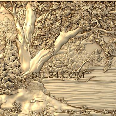 Панно художественные (Дерево над водой, PH_0058) 3D модель для ЧПУ станка