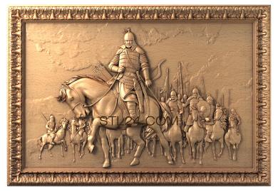 Панно художественные (Воин на коне, PH_0071) 3D модель для ЧПУ станка