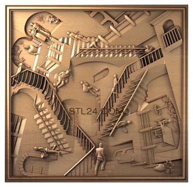 Панно художественные (Гравюра Лестницы М.К.Эшер., PH_0083) 3D модель для ЧПУ станка